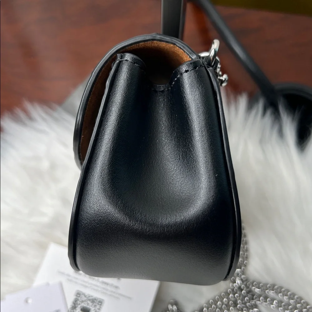 Coach Black Croc Embossed Turnlock Card Case Mini With Chain Bag Retail $228 NWT - Picture 5 of 17